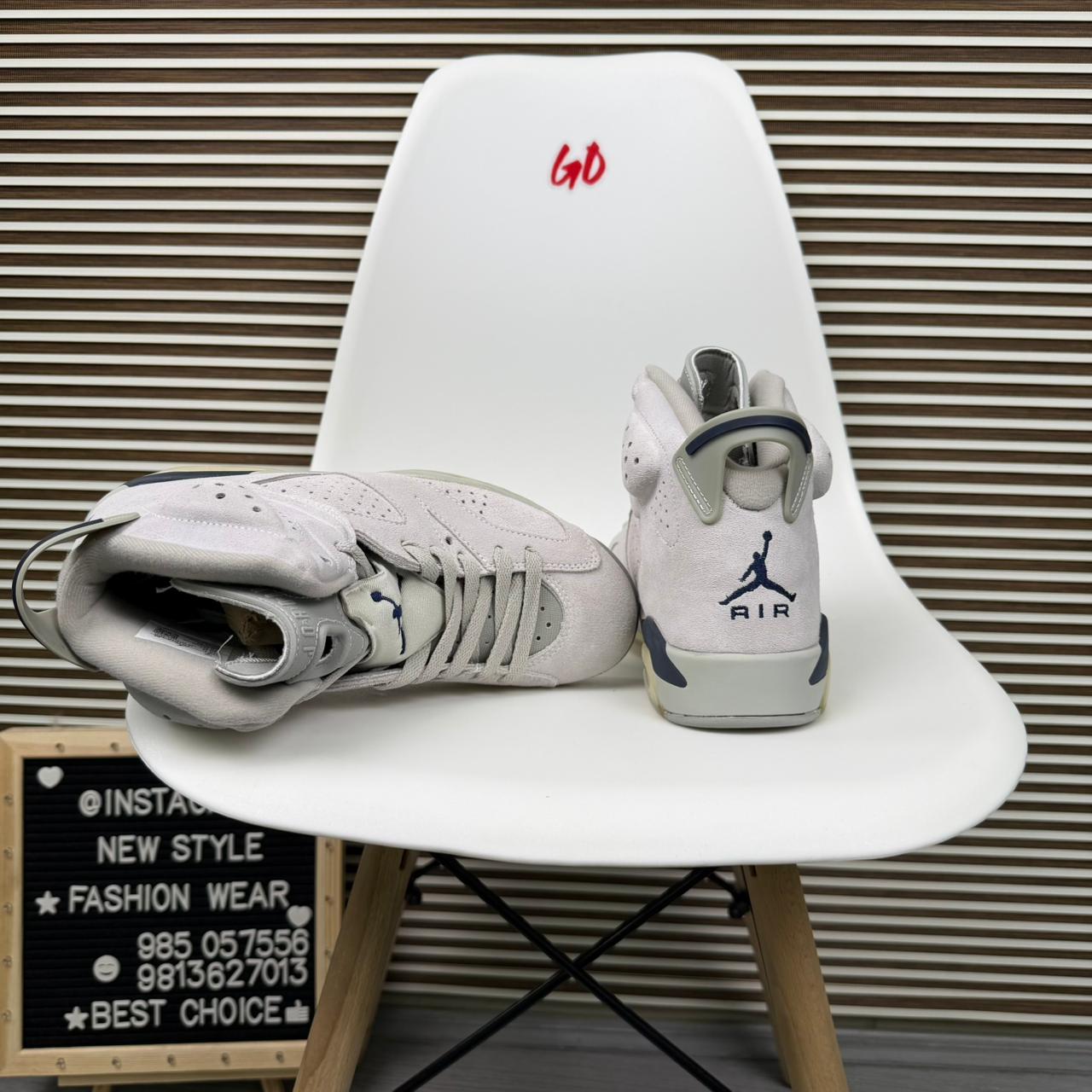 Retro Jordan High Top Basketball Sneakers Grey Blue Streetwear Casual Shoes - Image 5