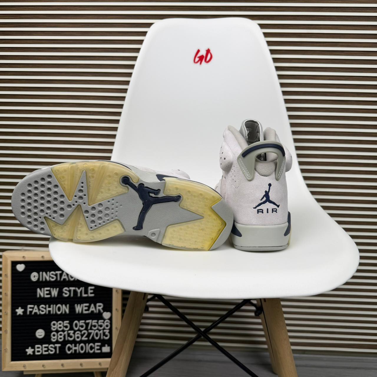 Retro Jordan High Top Basketball Sneakers Grey Blue Streetwear Casual Shoes - Image 6