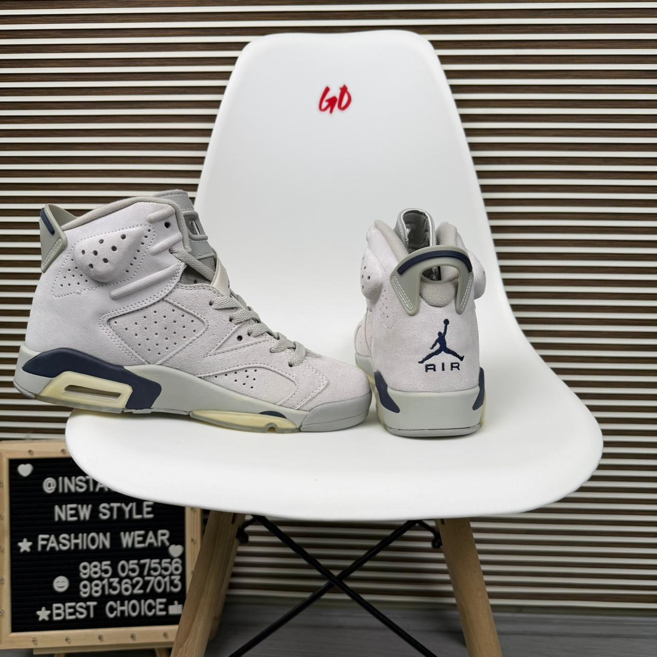 Retro Jordan High Top Basketball Sneakers Grey Blue Streetwear Casual Shoes - Image 3