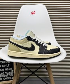 Cream Black Jordan Low Top Basketball Sneakers Casual Streetwear Lifestyle Shoes