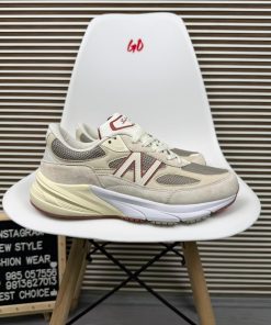 Luxury Lifestyle 990 Sneakers Premium Suede Mesh Casual Sport Shoes Burgundy Cream