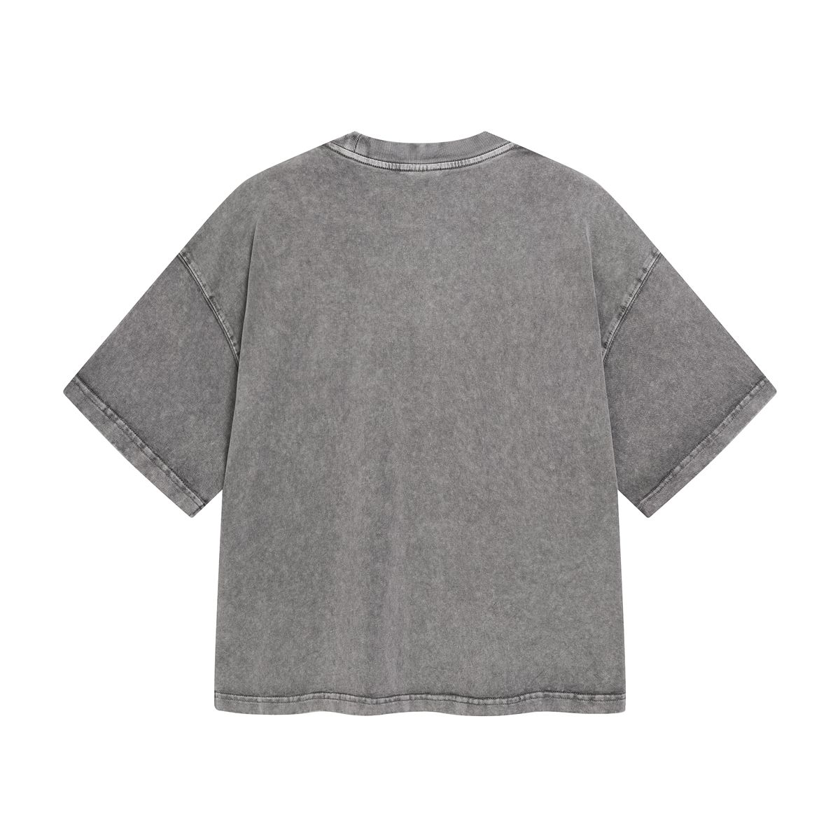 Oversized Washed Cotton Grey T-shirt Vintage Fade Streetwear Short Sleeve Tee - Image 3