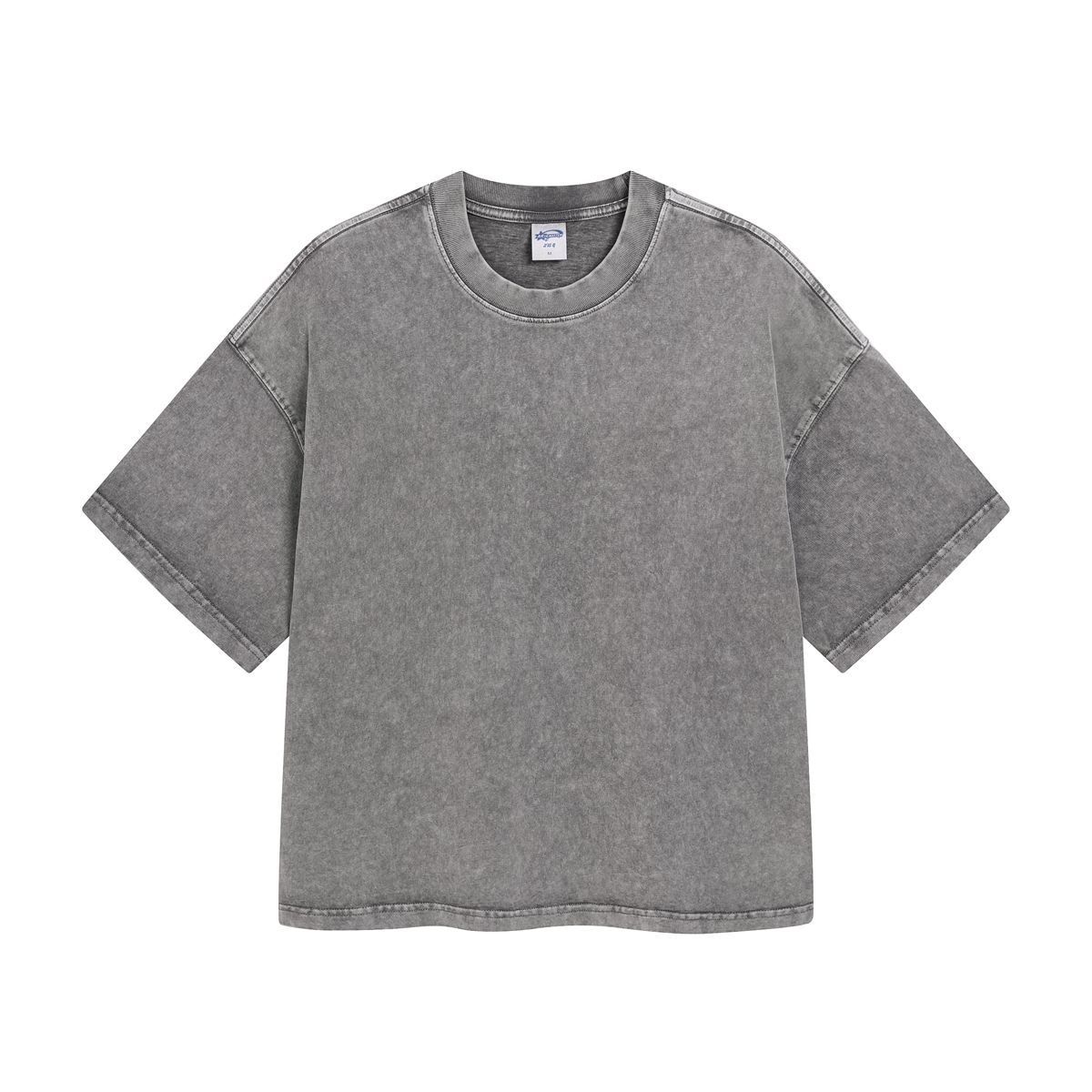 Oversized Washed Cotton Grey T-shirt Vintage Fade Streetwear Short Sleeve Tee - Image 2