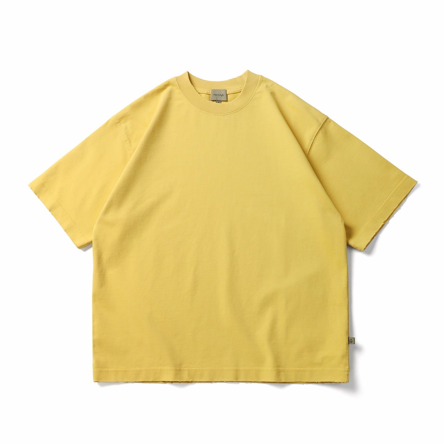 Oversized Cotton Yellow T-shirt Raw Hem Streetwear Short Sleeve Premium Tee