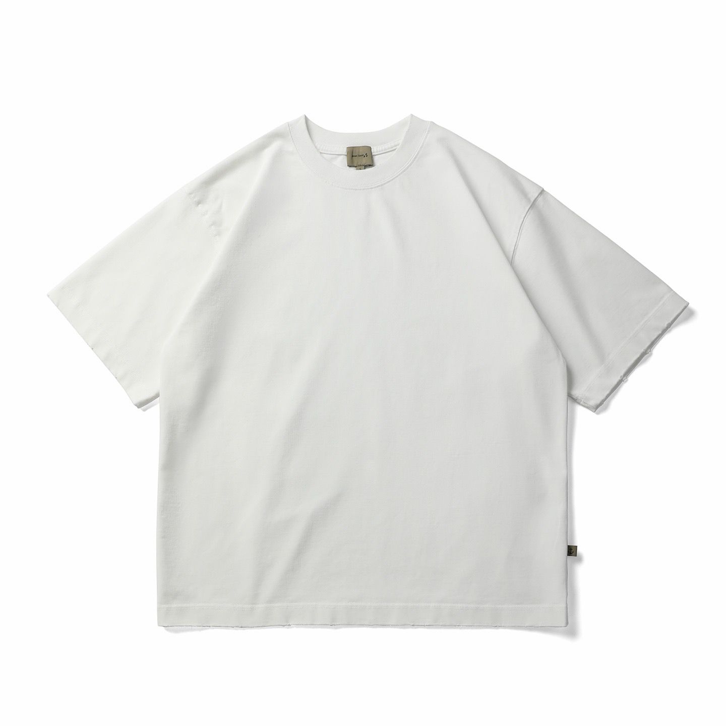 Oversized Cotton White T-shirt Raw Hem Streetwear Short Sleeve Premium Tee