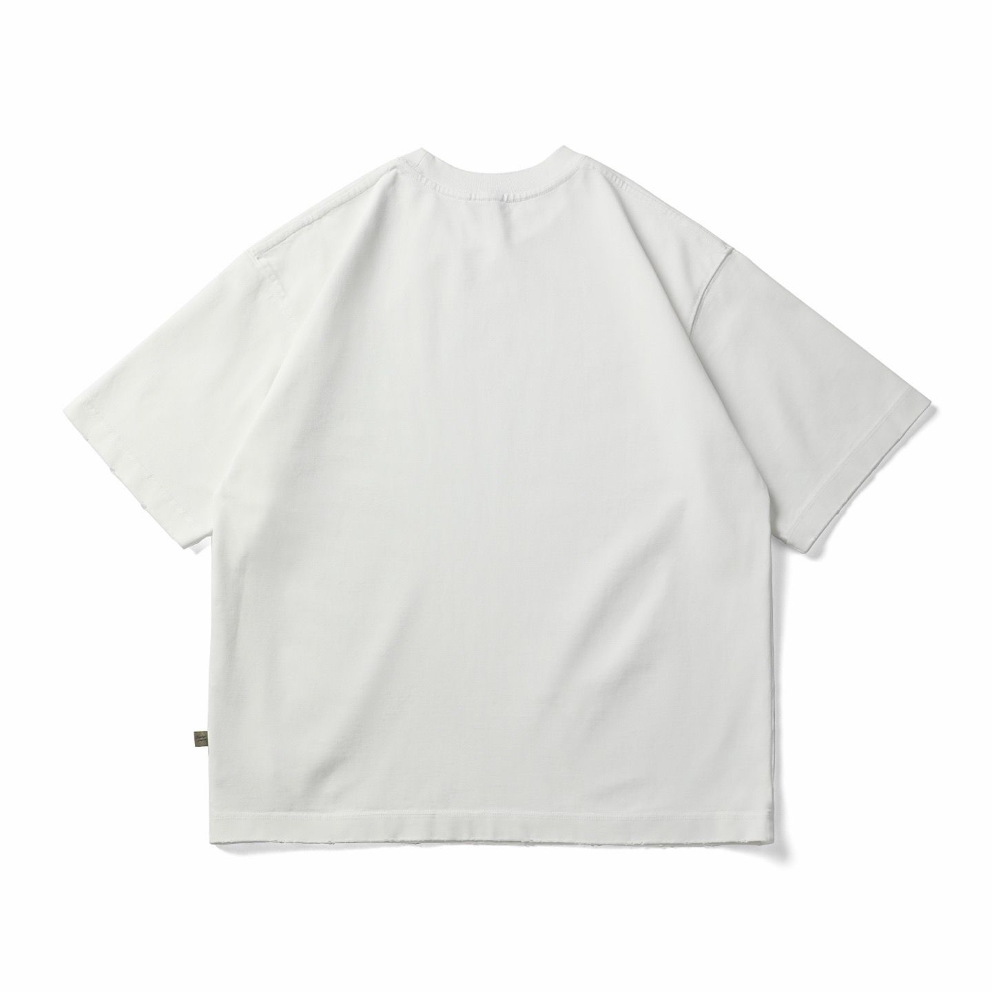 Oversized Cotton White T-shirt Raw Hem Streetwear Short Sleeve Premium Tee - Image 2