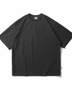 Oversized Cotton Dark Grey T-shirt Raw Hem Streetwear Short Sleeve Premium Tee