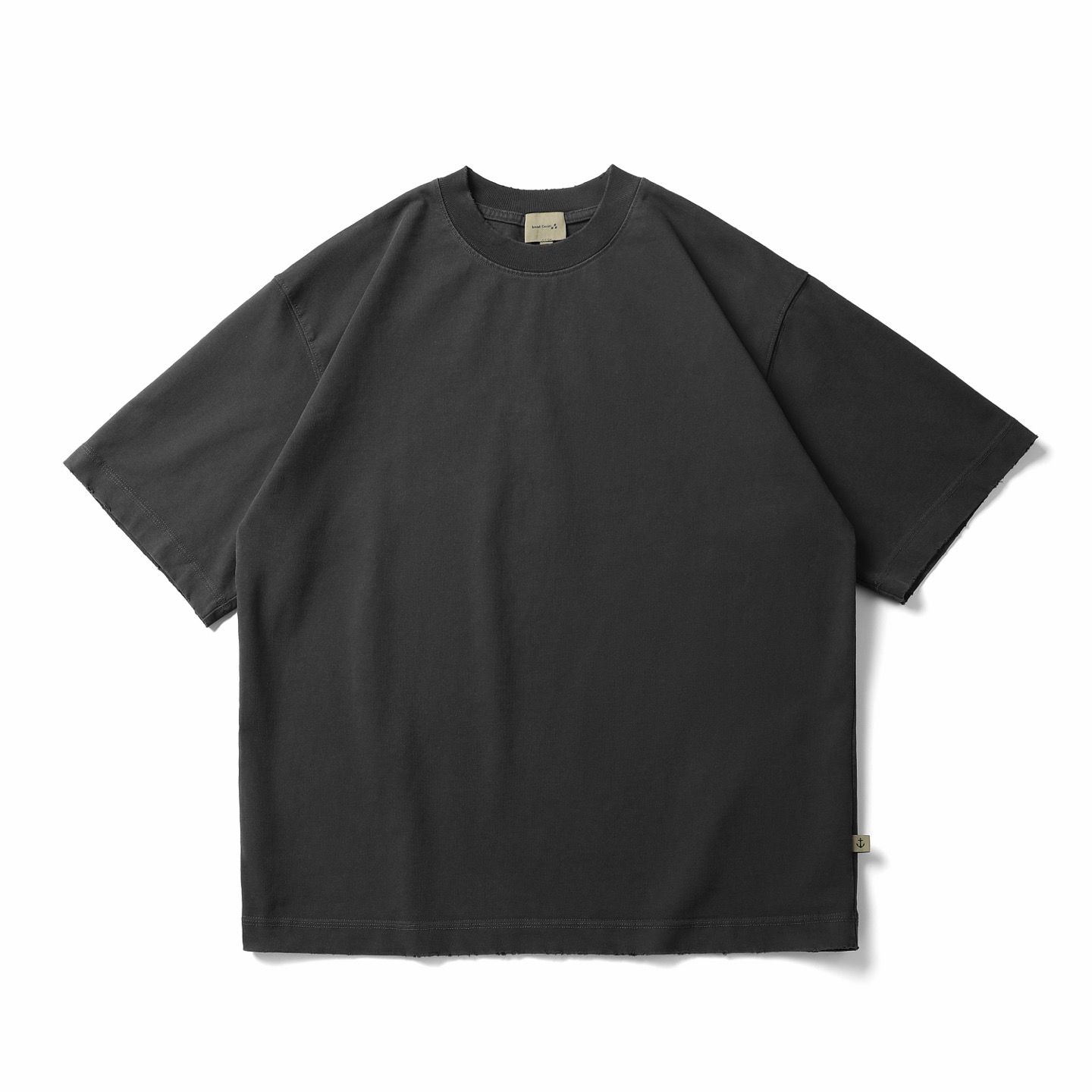 Oversized Cotton Dark Grey T-shirt Raw Hem Streetwear Short Sleeve Premium Tee