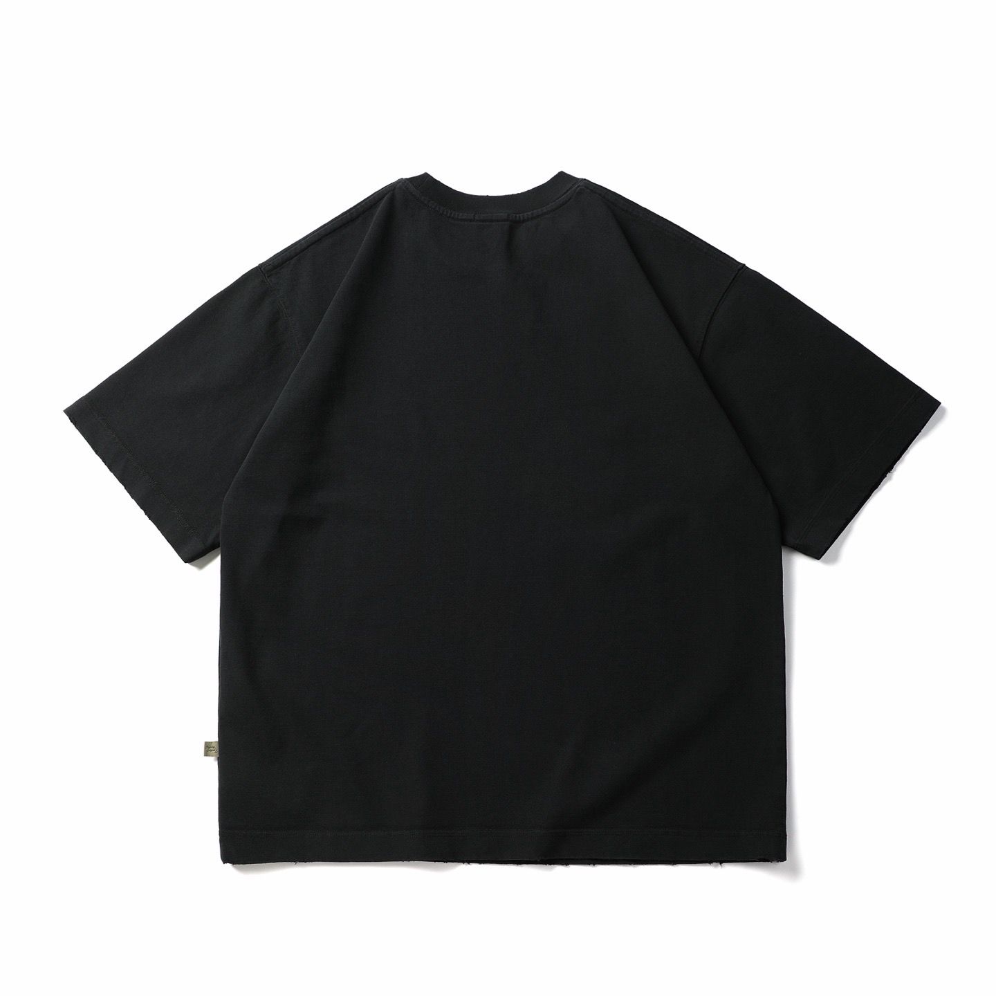 Oversized Cotton Black T-shirt Raw Hem Streetwear Short Sleeve Premium Tee - Image 2