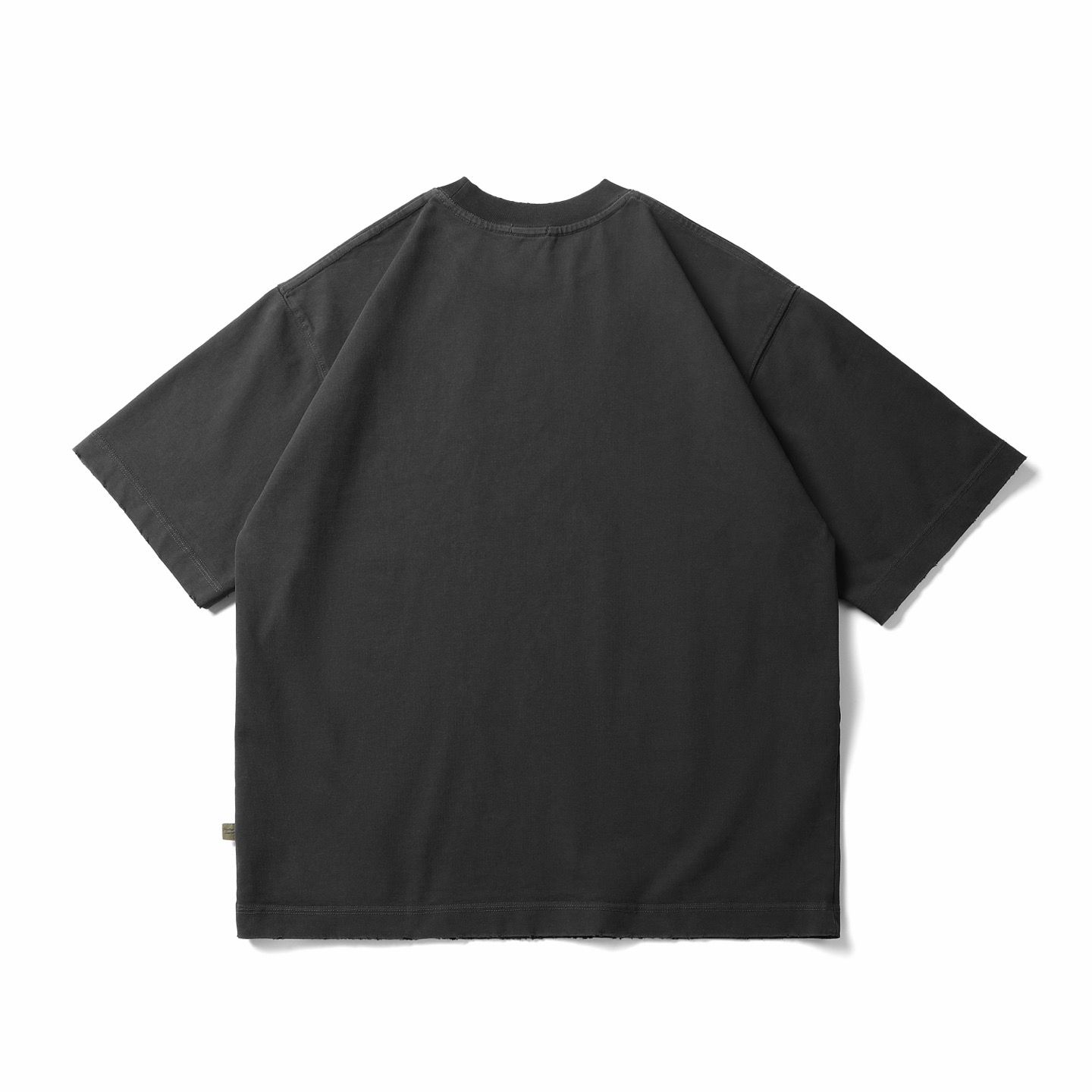 Oversized Cotton Dark Grey T-shirt Raw Hem Streetwear Short Sleeve Premium Tee - Image 2