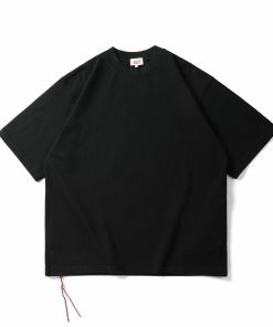 Oversized Cotton Black T-shirt Minimal Streetwear Short Sleeve Casual Tee
