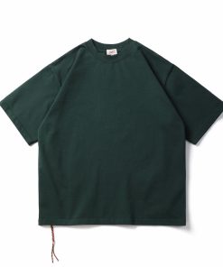 Oversized Cotton Dark Green T-shirt Minimal Streetwear Short Sleeve Casual Tee