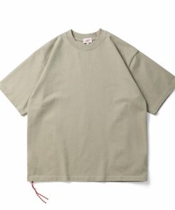 Oversized Cotton Light Khaki T-shirt Minimal Streetwear Short Sleeve Casual Tee