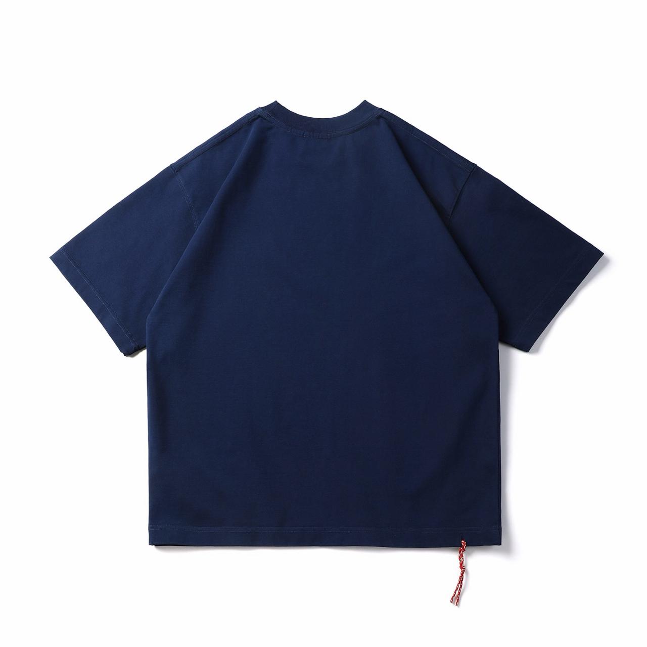 Oversized Cotton Dark Blue T-shirt Minimal Streetwear Short Sleeve Casual Tee - Image 2