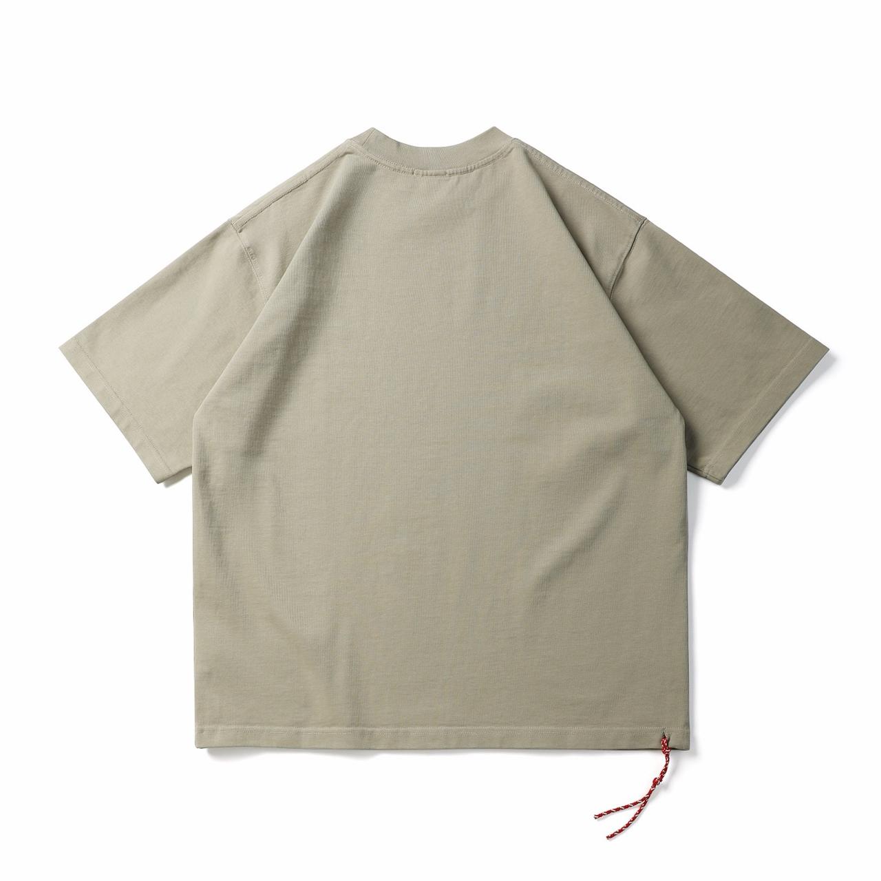 Oversized Cotton Light Khaki T-shirt Minimal Streetwear Short Sleeve Casual Tee - Image 2
