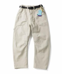 Vintage Utility Relaxed Fit Casual Workwear Streetwear Barrel Pants Off -White