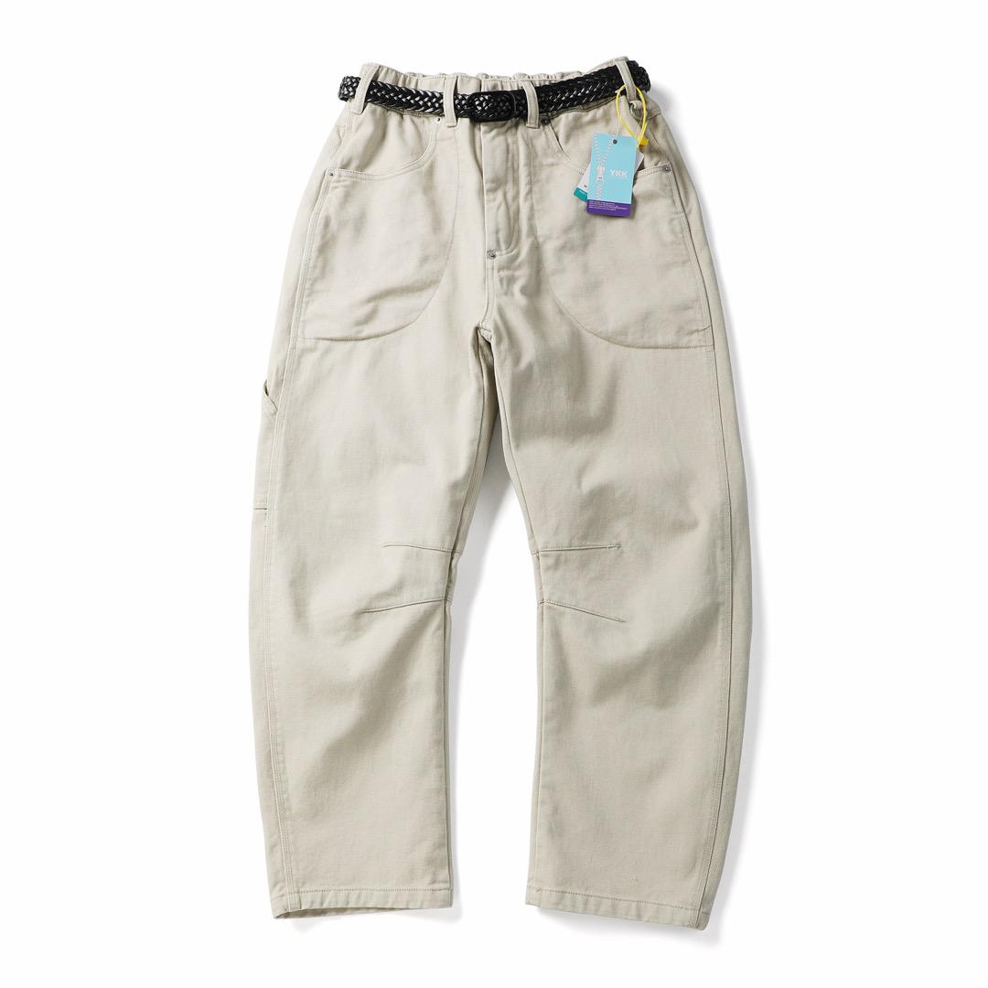 Vintage Utility Relaxed Fit Casual Workwear Streetwear Barrel Pants Off -White