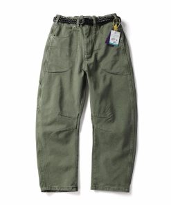 Vintage Utility Relaxed Fit Casual Workwear Streetwear Pants Olive Green
