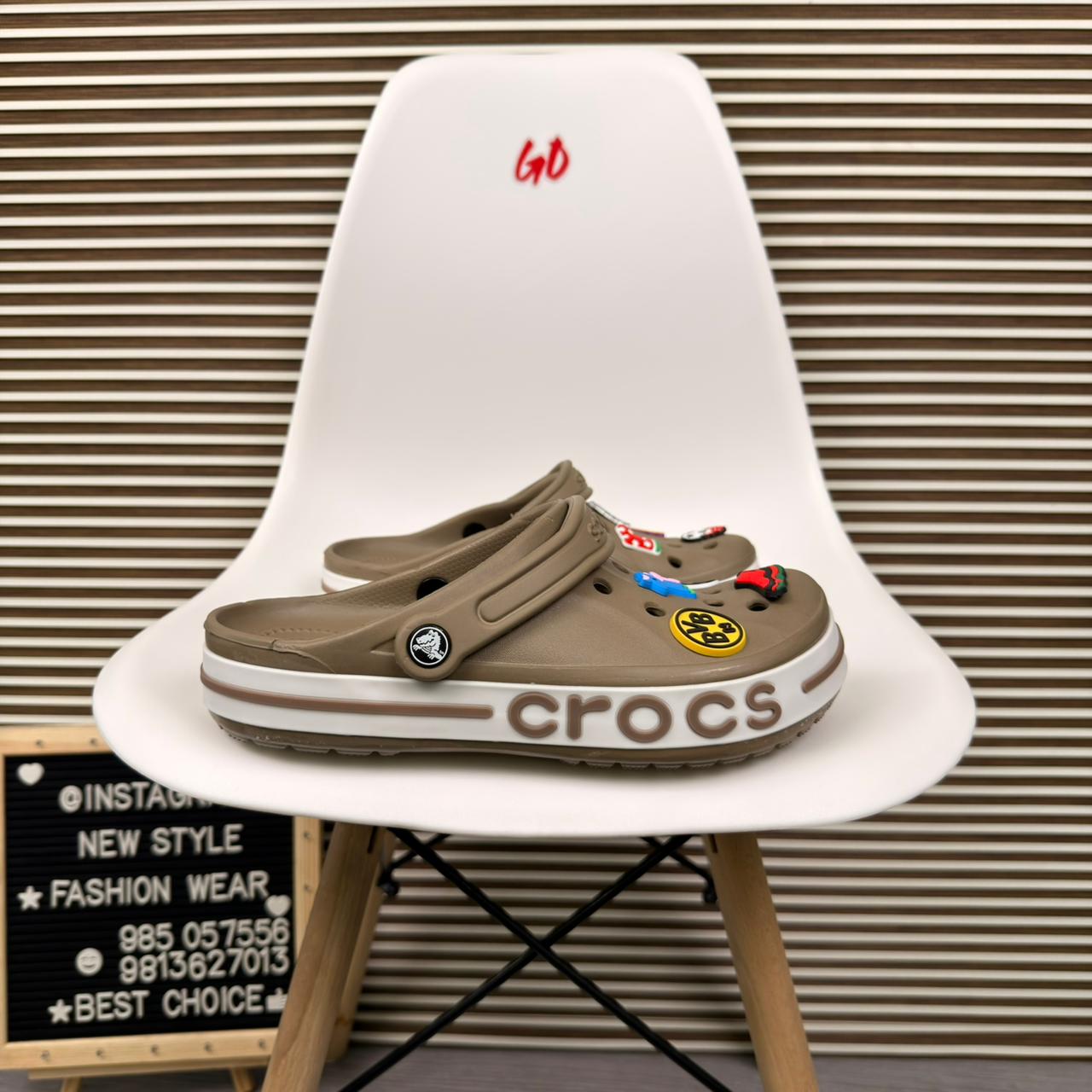 Logo Band Comfort Clogs Lightweight Slip On Casual Sandals 'Brown'
