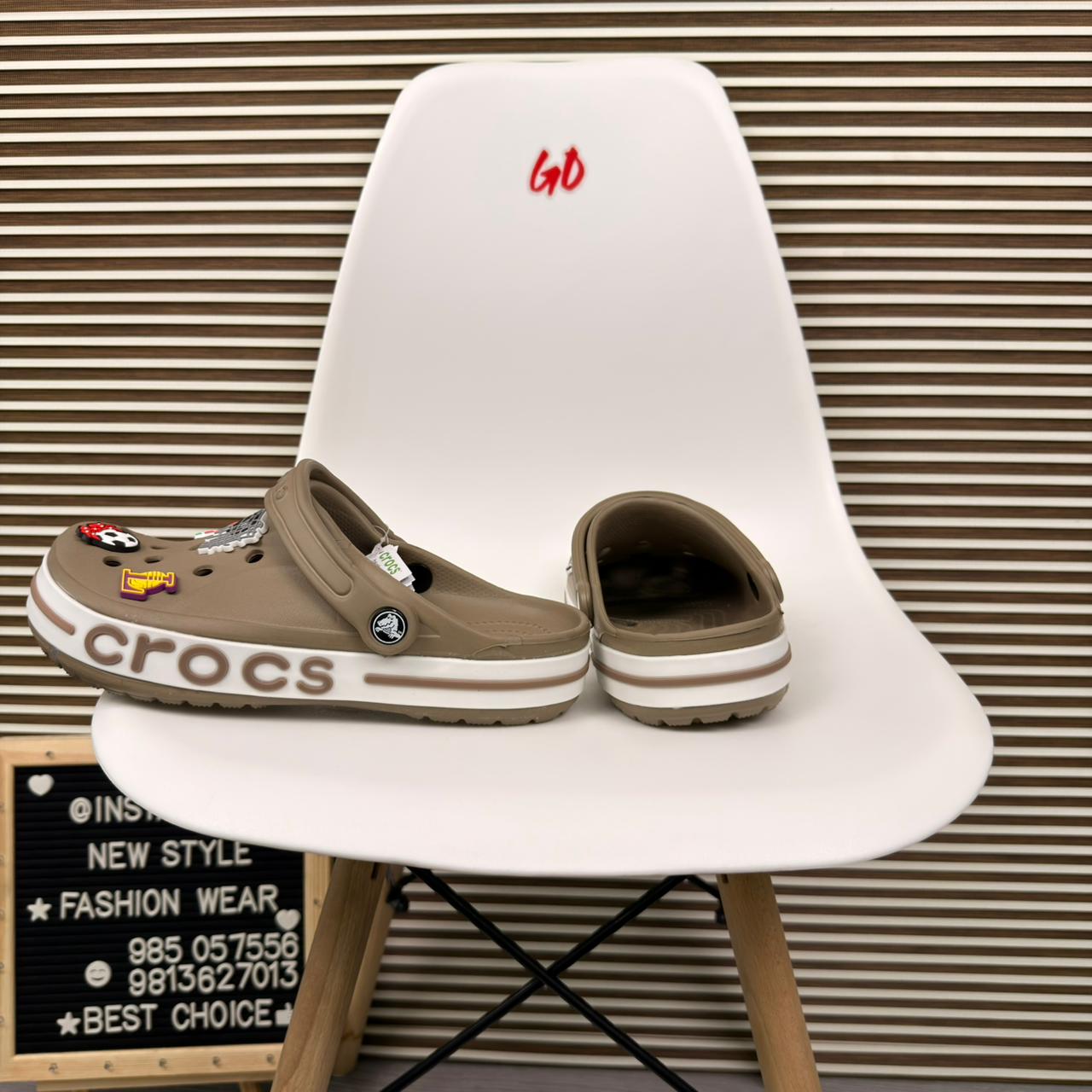 Logo Band Comfort Clogs Lightweight Slip On Casual Sandals 'Brown' - Image 2