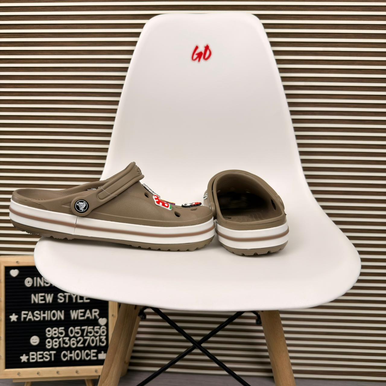 Logo Band Comfort Clogs Lightweight Slip On Casual Sandals 'Brown' - Image 3