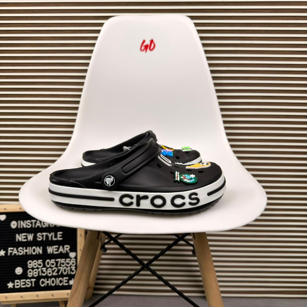 Logo Band Comfort Clogs Lightweight Slip On Casual Sandals 'Black/White'