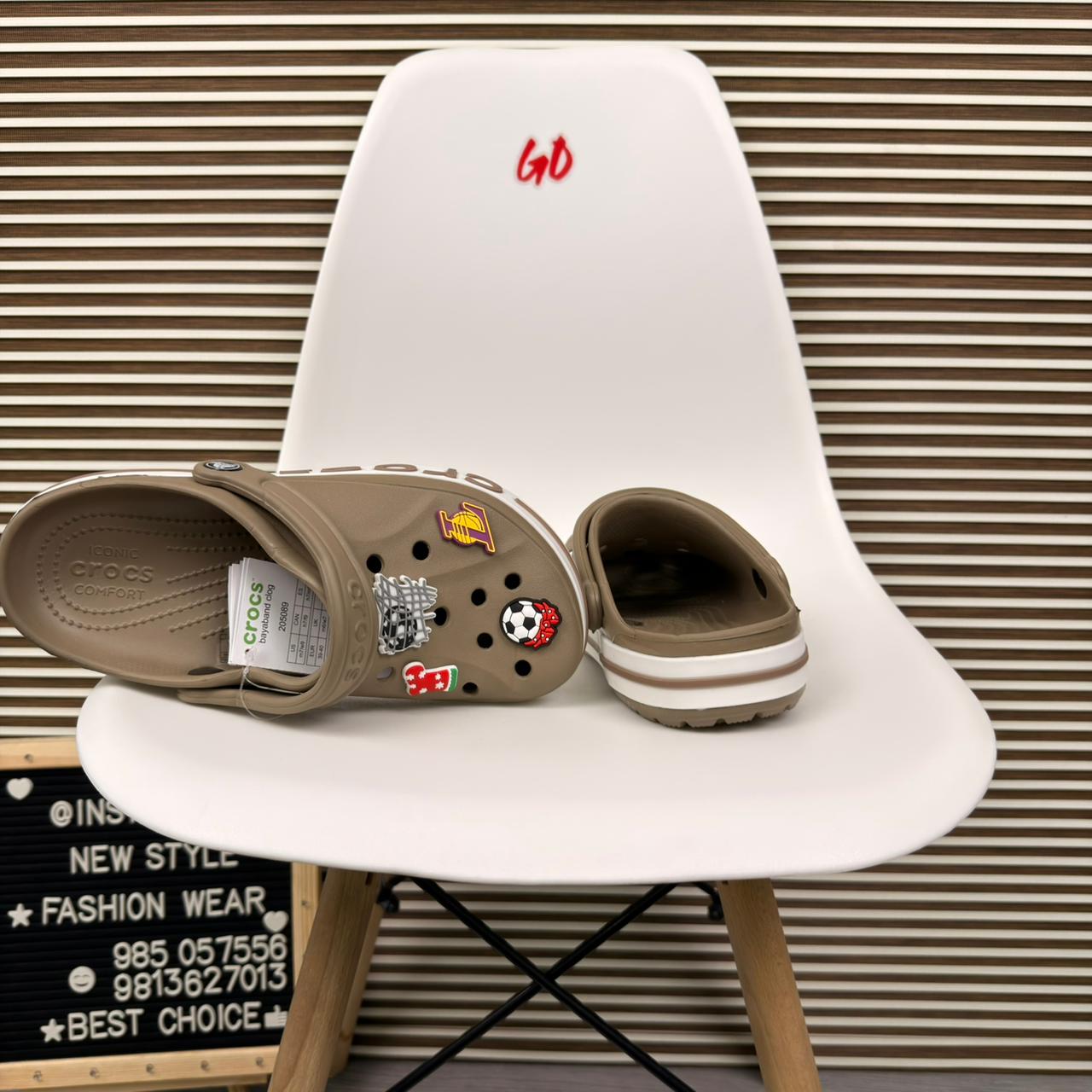 Logo Band Comfort Clogs Lightweight Slip On Casual Sandals 'Brown' - Image 5