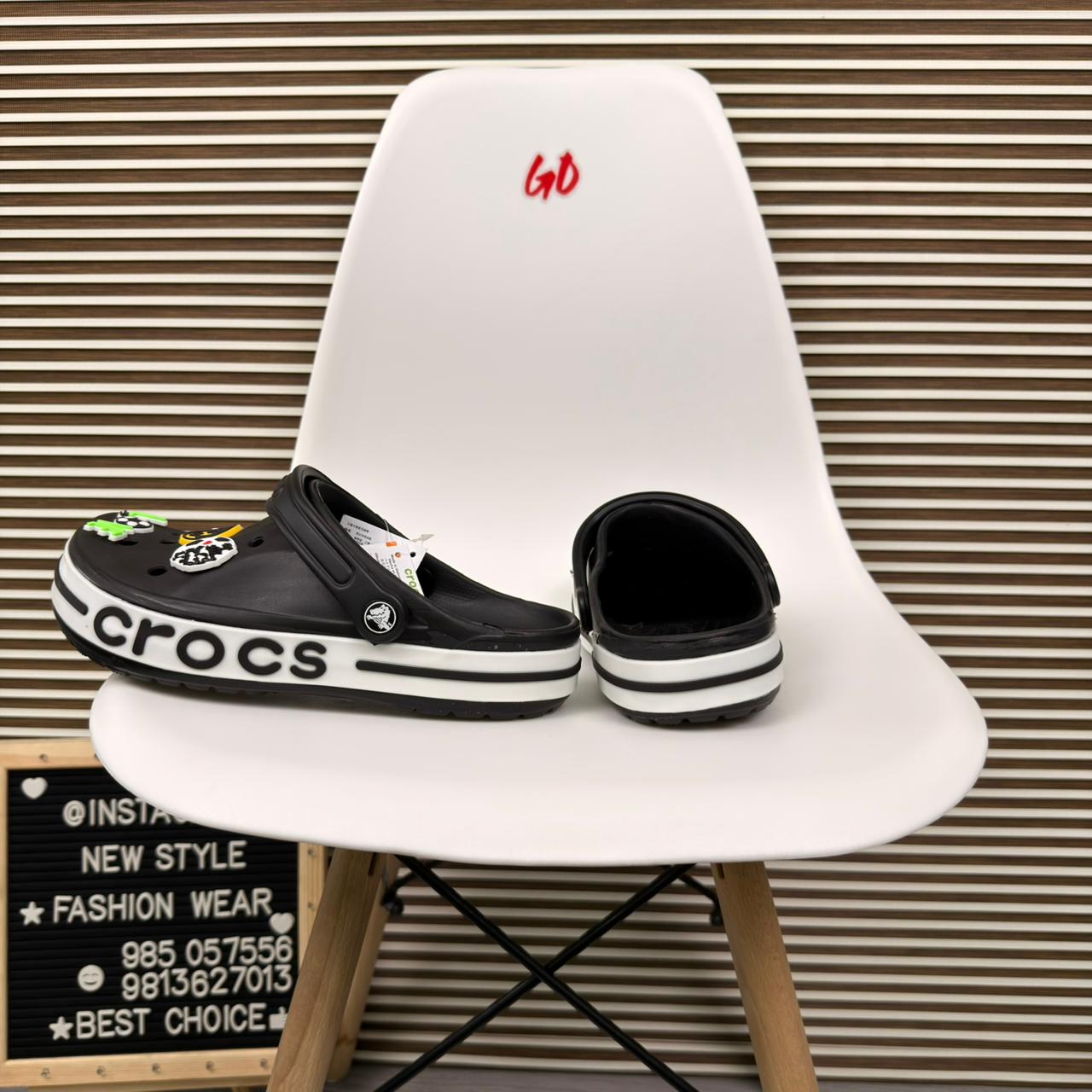 Logo Band Comfort Clogs Lightweight Slip On Casual Sandals 'Black/White' - Image 2