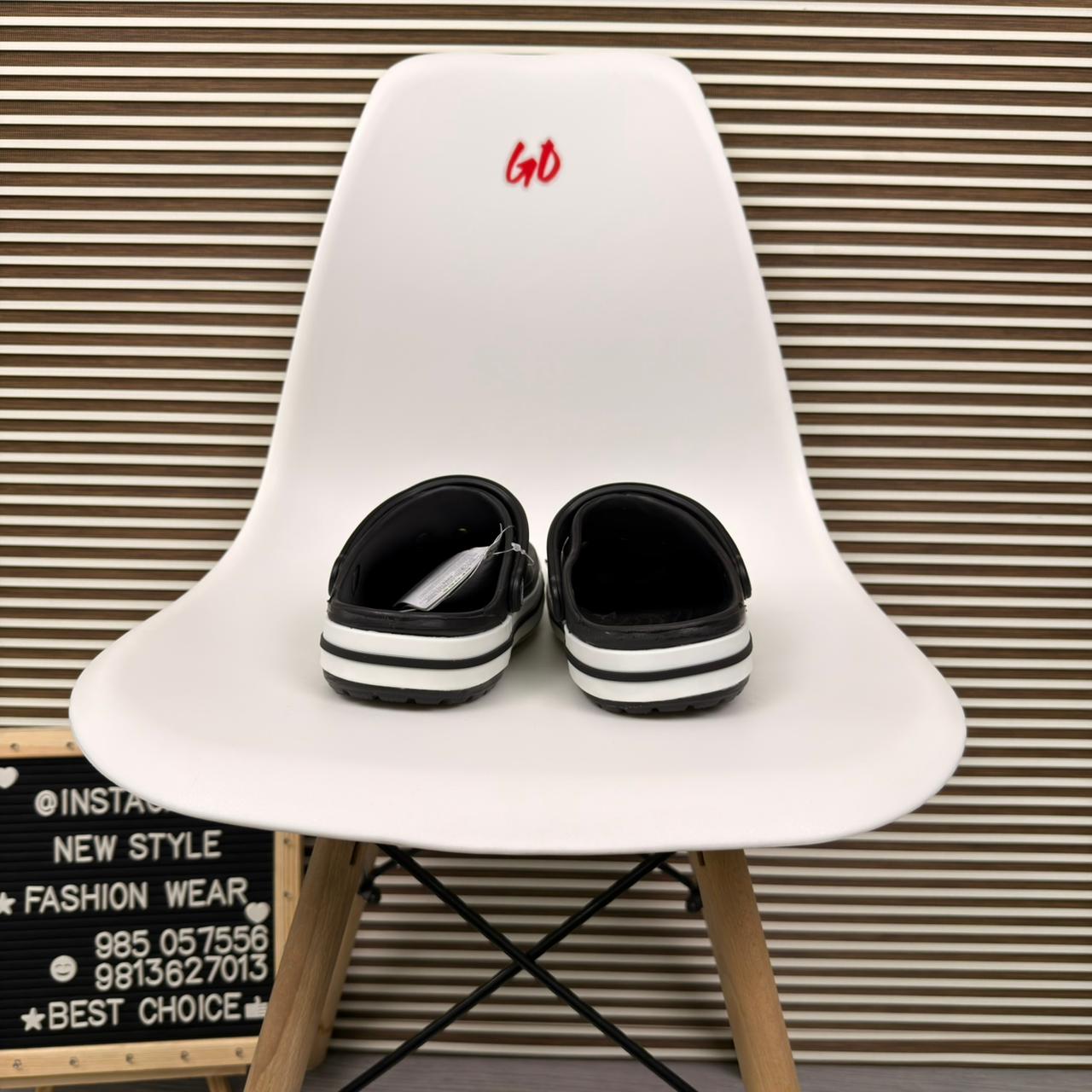 Logo Band Comfort Clogs Lightweight Slip On Casual Sandals 'Black/White' - Image 4