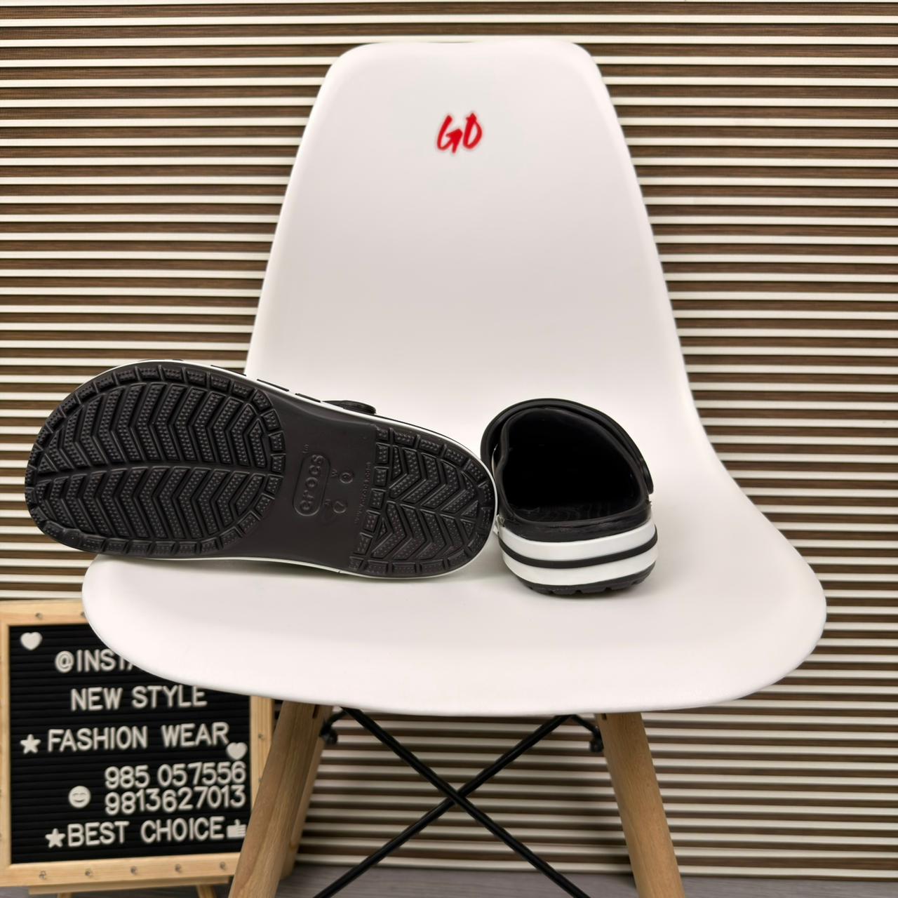 Logo Band Comfort Clogs Lightweight Slip On Casual Sandals 'Black/White' - Image 6