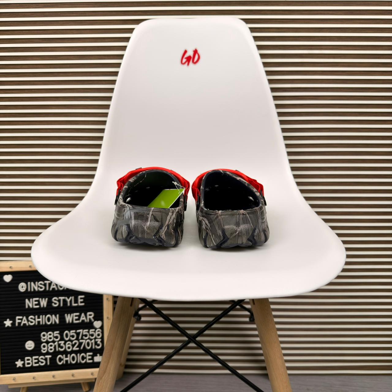 Forest Camo Comfort Clogs Lightweight Slip On Casual Outdoor Sandals 'Red' - Image 4