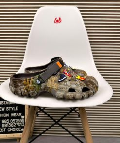 Forest Camo Comfort Clogs Lightweight Slip On Casual Outdoor Sandals 'Beige'