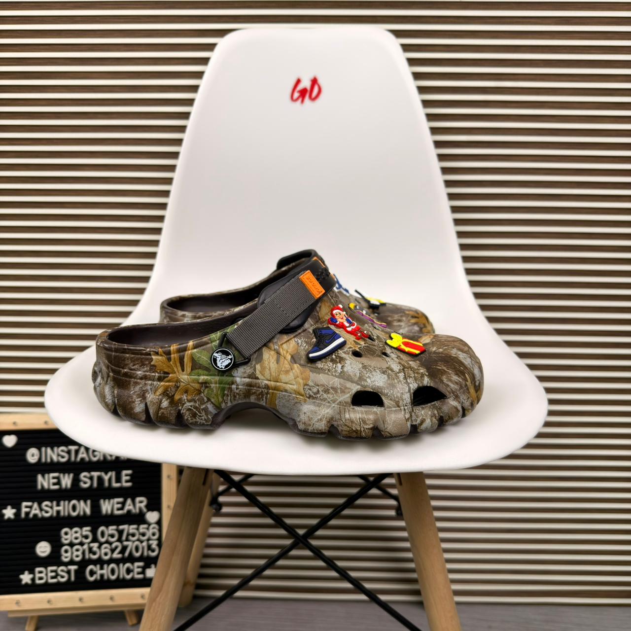 Forest Camo Comfort Clogs Lightweight Slip On Casual Outdoor Sandals 'Beige'
