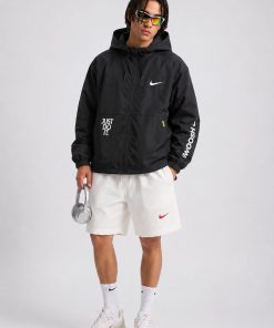 Lightweight Hooded Windbreaker Black Jacket Casual Streetwear Outerwear
