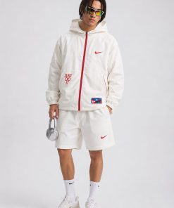 Lightweight Hooded Windbreaker White Jacket Casual Streetwear Outerwear