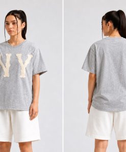 Oversized Graphic Cotton T-shirt Casual Streetwear Grey Tee