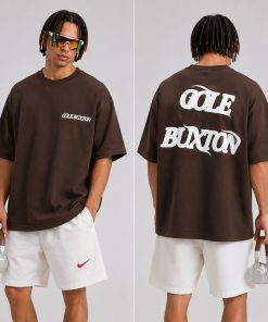 Premium Graphic T-shirt Casual Streetwear Cotton Short Sleeve Brown Tee