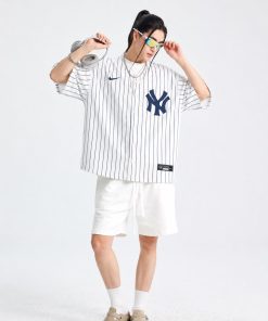 Premium Paint Splash Baseball Jersey Oversized Button Up Sports Shirt White Blue