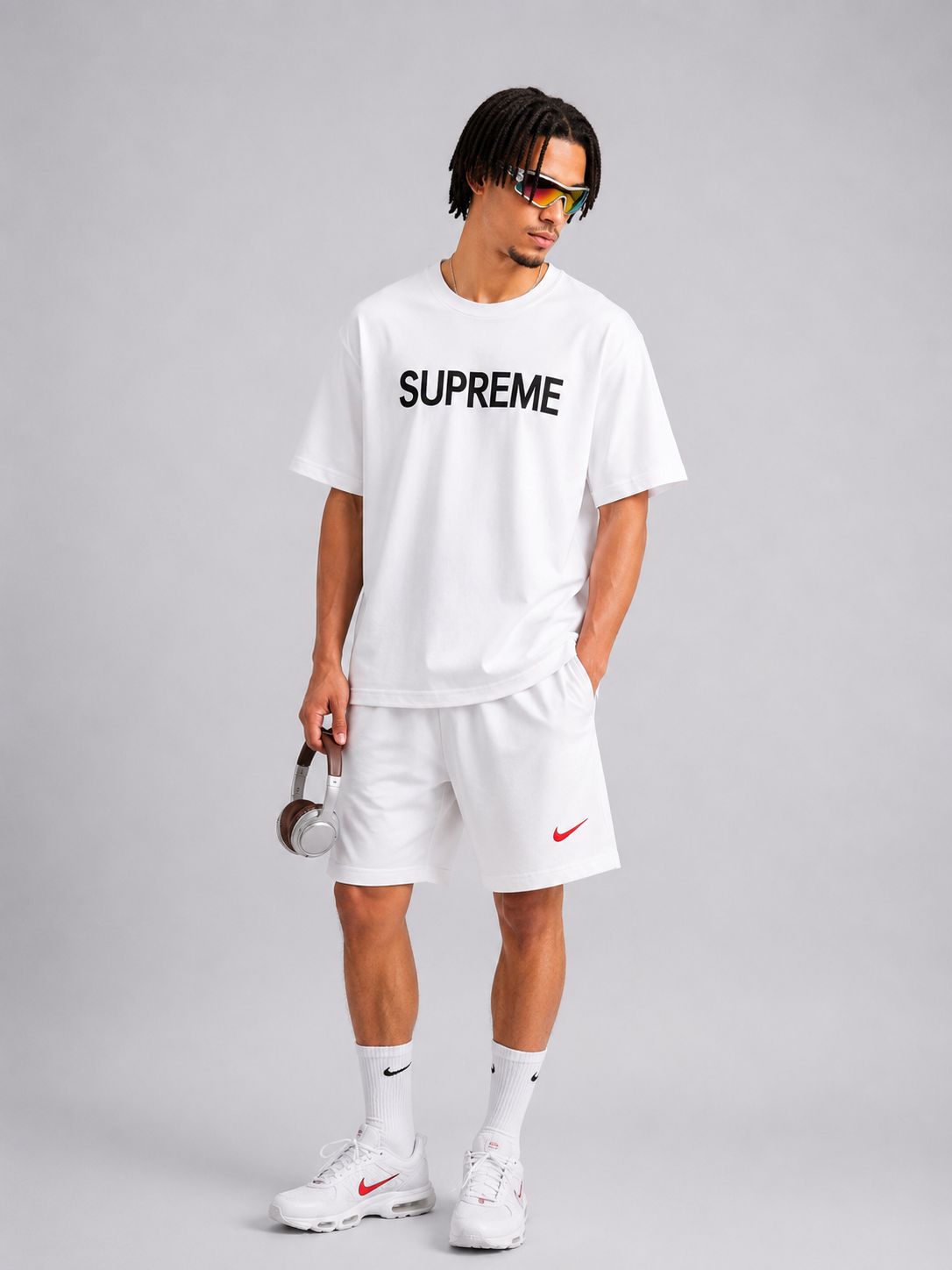 Premium Oversized Cotton Graphic T-Shirt White Black