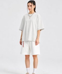 Oversized Cotton Light Grey T-Shirt Streetwear Short Sleeve Premium Tee