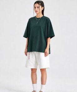 Oversized Cotton Green T-Shirt Streetwear Short Sleeve Premium Tee