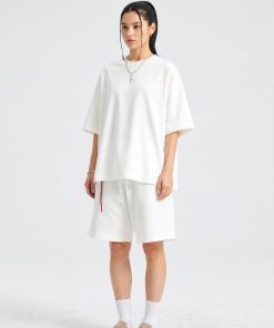 Oversized Cotton White T-Shirt Streetwear Short Sleeve Premium Tee