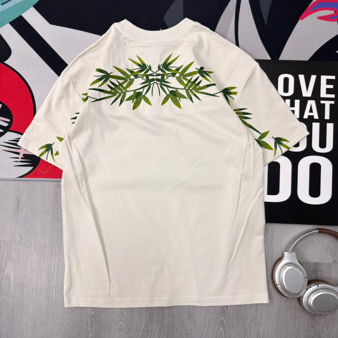 Premium Bamboo Embroidered Oversized Cotton White T-Shirt - Image 3