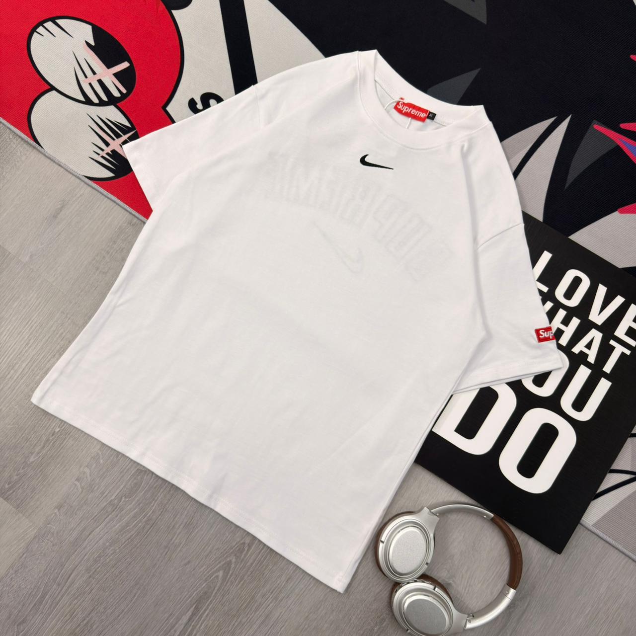 Premium Oversized Cotton Graphic T-Shirt White - Image 4