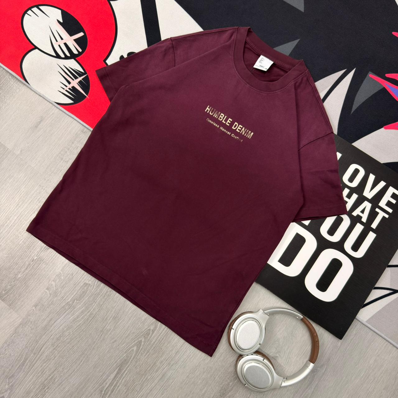 Premium Minimalist Cotton T-Shirt Wine - Image 3
