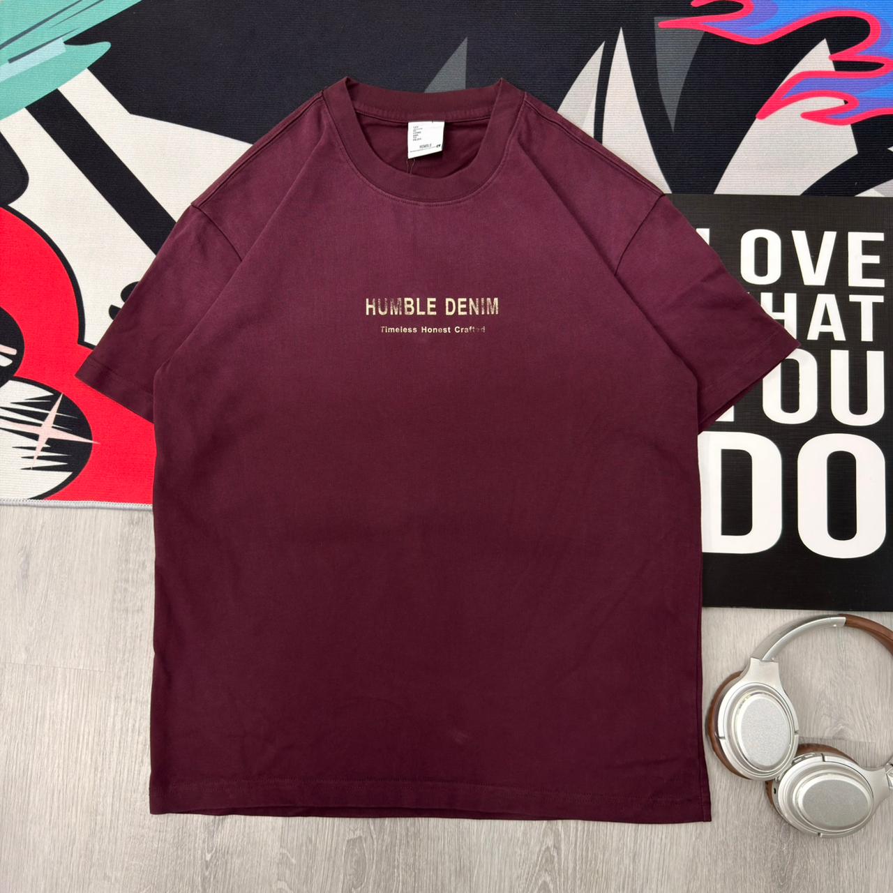 Premium Minimalist Cotton T-Shirt Wine - Image 2