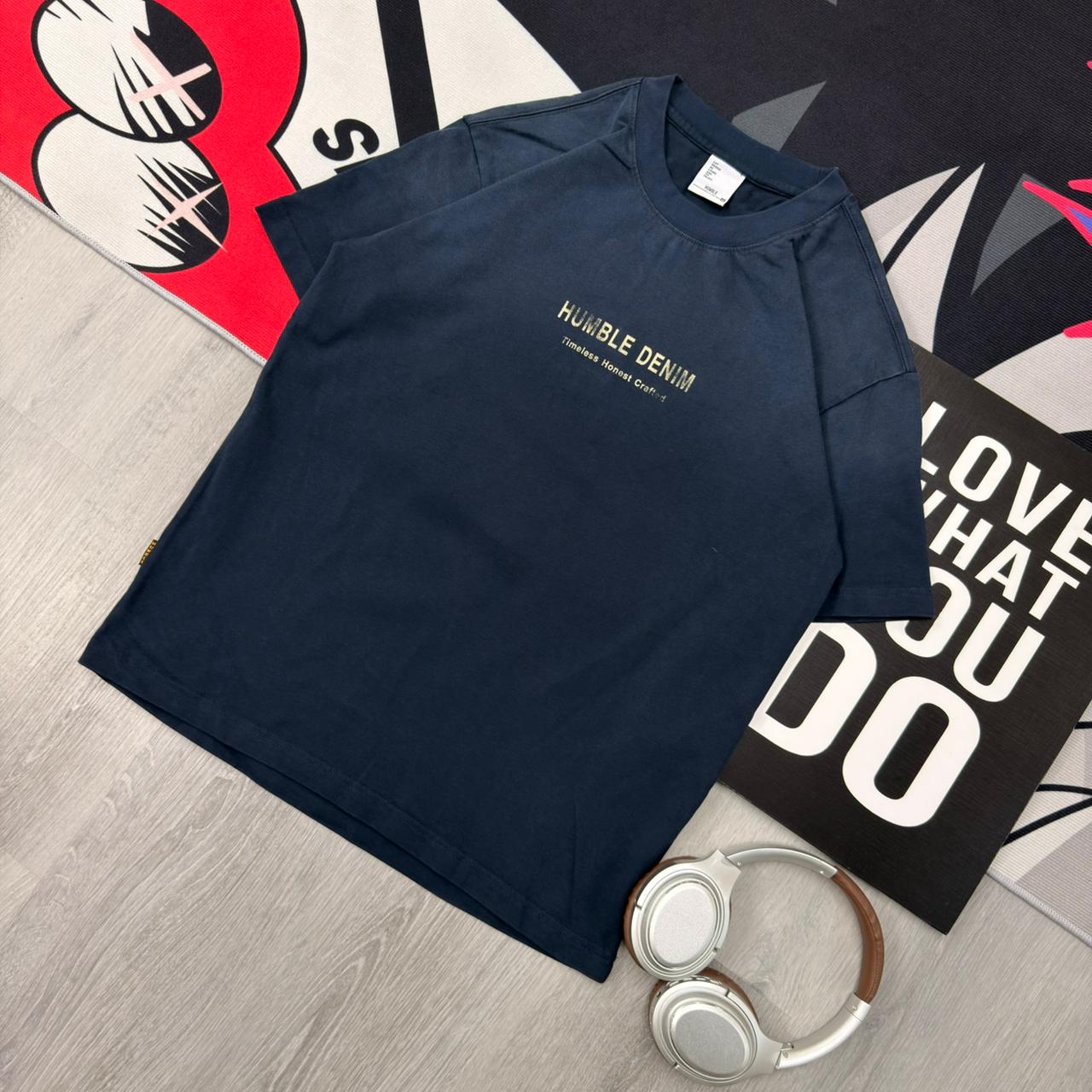 Premium Minimalist Cotton T-Shirt Navy - Image 3