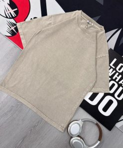 Premium Washed Light Beige Oversized Cotton T-Shirt