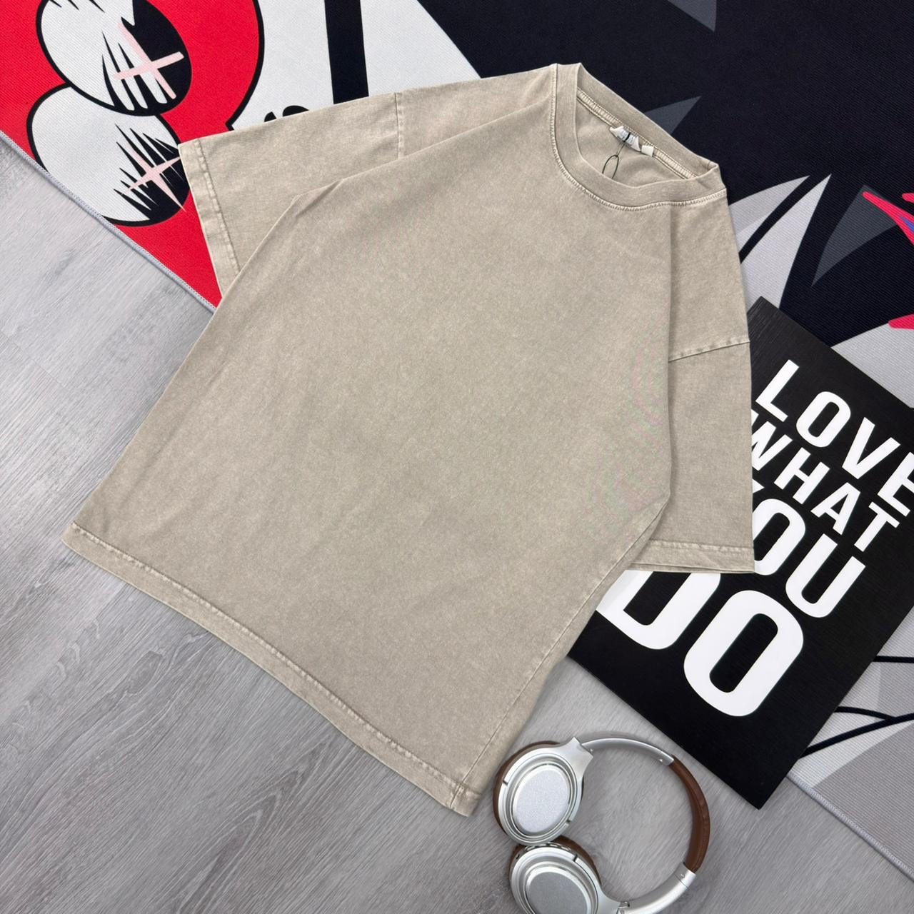 Premium Washed Light Beige Oversized Cotton T-Shirt