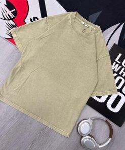 Premium Washed Olive Beige Oversized Cotton T-Shirt